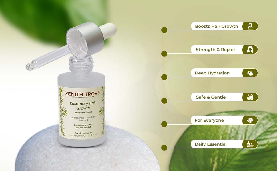 Zenith Trove Rosemary Hair Growth Serum with 3% Redensyl