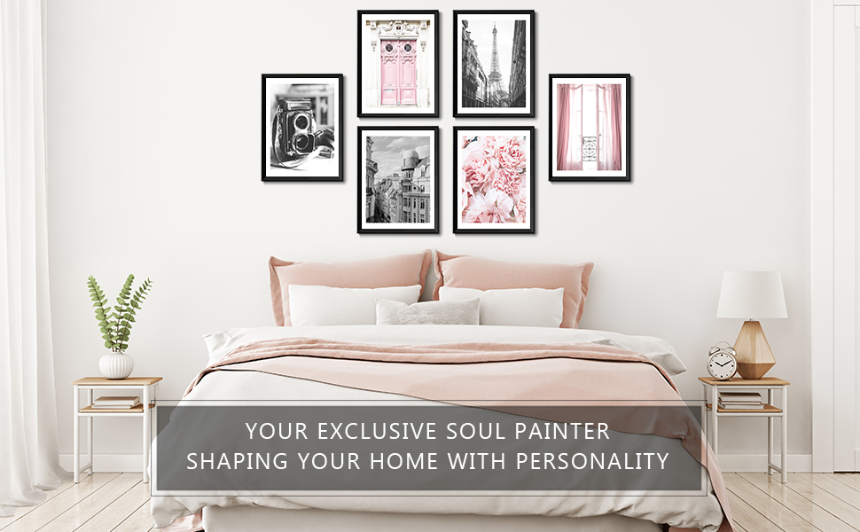 fashion wall art trendy gallery wall vintage pink pictures