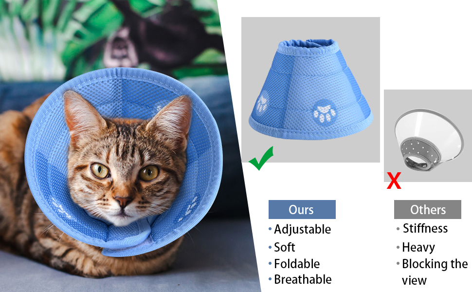 Jaxbo Soft Cat E Collar，Cat Recovery Collar，Adjustable Cat