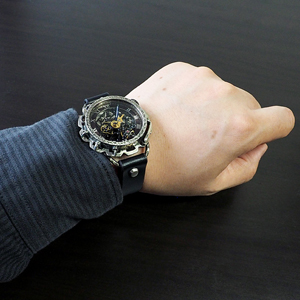 ハンドメイド 手作り 機械式 腕時計 ウォッチ スケルトン 蓄光 スチームパンク アンティーク レトロ 大きい おしゃれ メンズ レディース 革 革ベルト 本革 日本製 国産