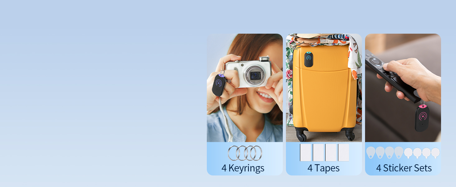 Esky Ultra Slim Key Finder, TV Remote Finders Locator with 80dB Sound 4 Receivers Wallet Trackers