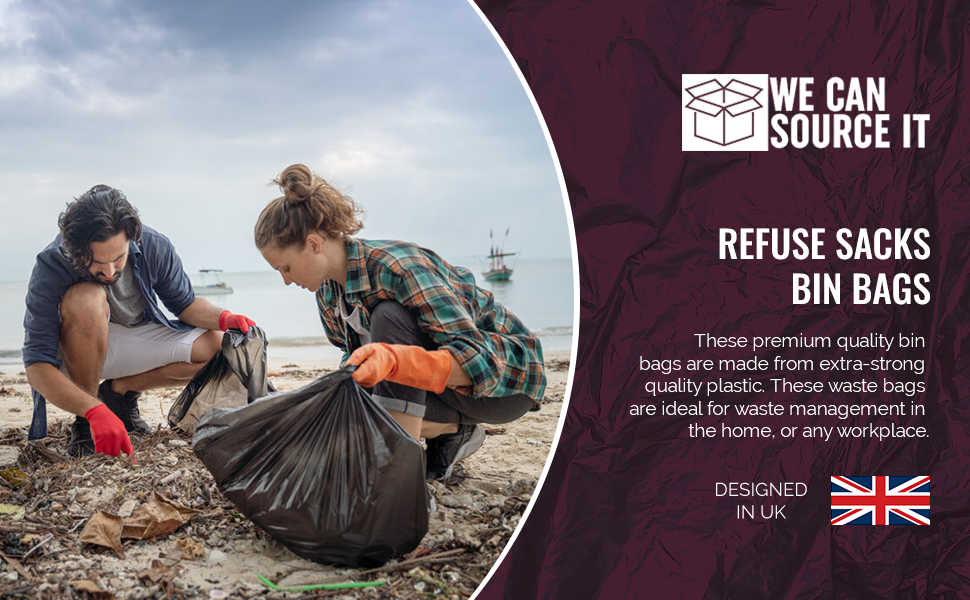 We Can Source It Ltd Black Compactor Sack Bin Bags for Disposing