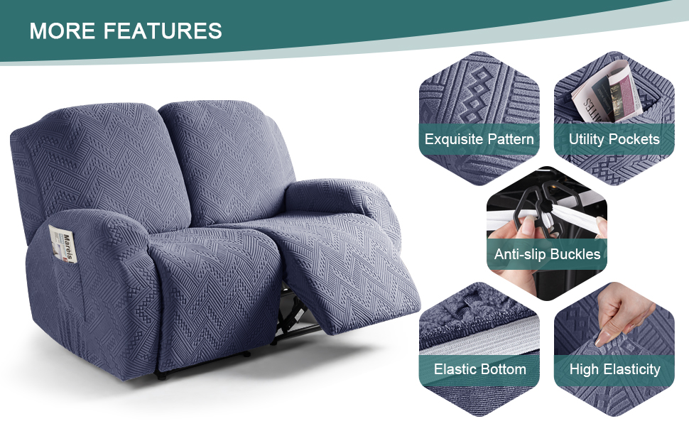Ruaozz Stretch Loveseat Recliner Covers 2Pieces Reclining