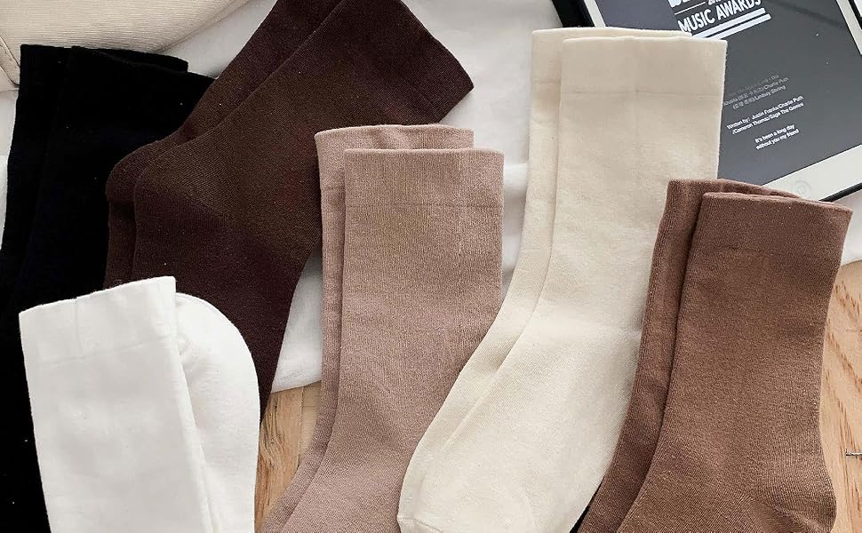 ACCFOD Womens Cute Crew Socks Casual Athletic Aesthetic Socks Neutral Cotton Socks For Women Granola Girls Clothes Tamano 9 11 Color Solid Color&pid=ngixnzbkyt