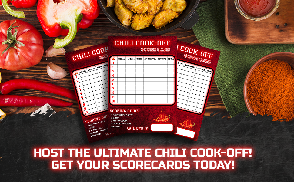 amazon-com-chili-cook-off-scorecards-25-pack-5x7-judging-sheets-for-chili-tasting-contest-voting-ballots-for-cook-off-fiesta-party-fall-festival-tailgate-heavy-cardstock-made-in-usa-handmade-products