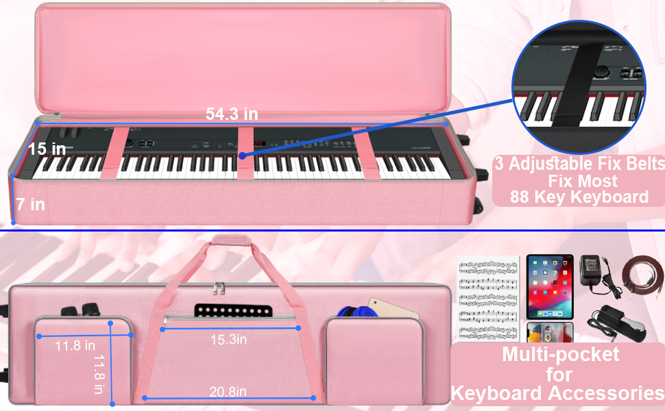 88 Key Keyboard Case with Wheels (54.3"x14.9"x7.1") 88