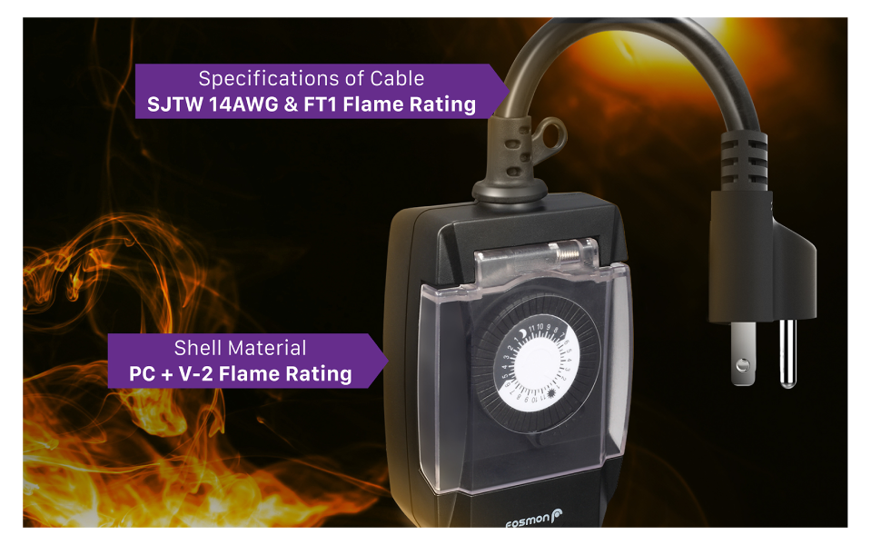 Fosmon C10707US Outdoor 15A 24Hour Mechanical Light Timer, 3Prong