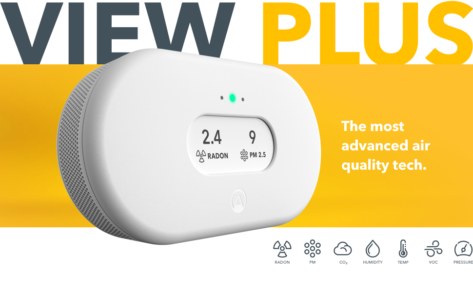 Airthings 2960 View Plus Radon & Air Quality Monitor (PM, CO2, VOC