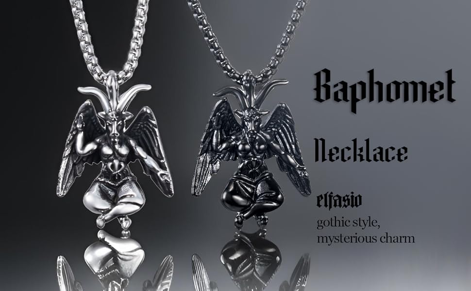 ELFASIO Satanic Necklace, Sigil of Baphomet Necklace