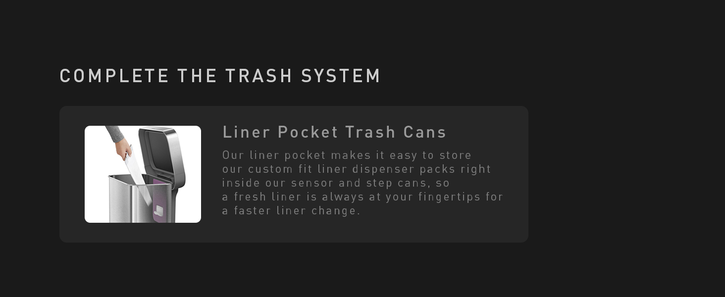 Liner Pocket Trash Can | Liner pocket makes it easy to store our custom fit liner dispenser packs