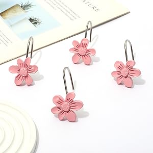 pink flower shower curtain ring
