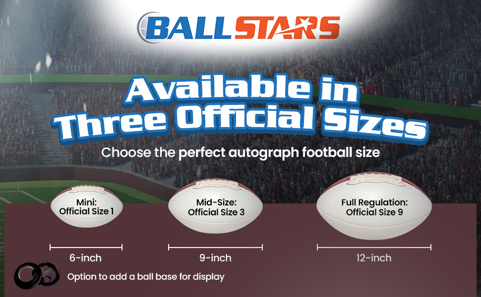 Ballstars Autograph Blank Mid 9 Inch Football Base Official Size 3 Trophy Signing Two White Panel