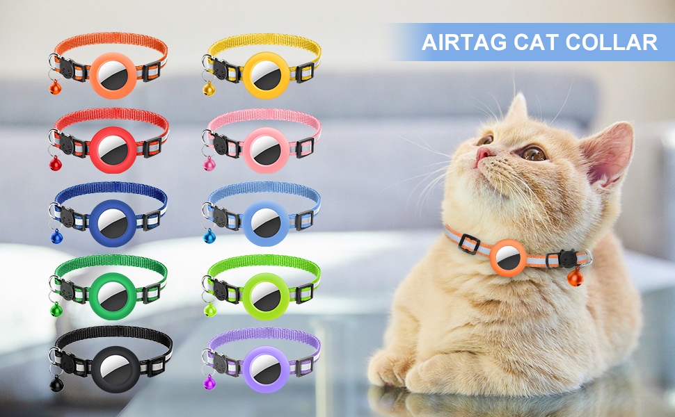 Airtag Cat Collar, IHPUKIDI Air Tag Cat Collar with Safety Buckle and