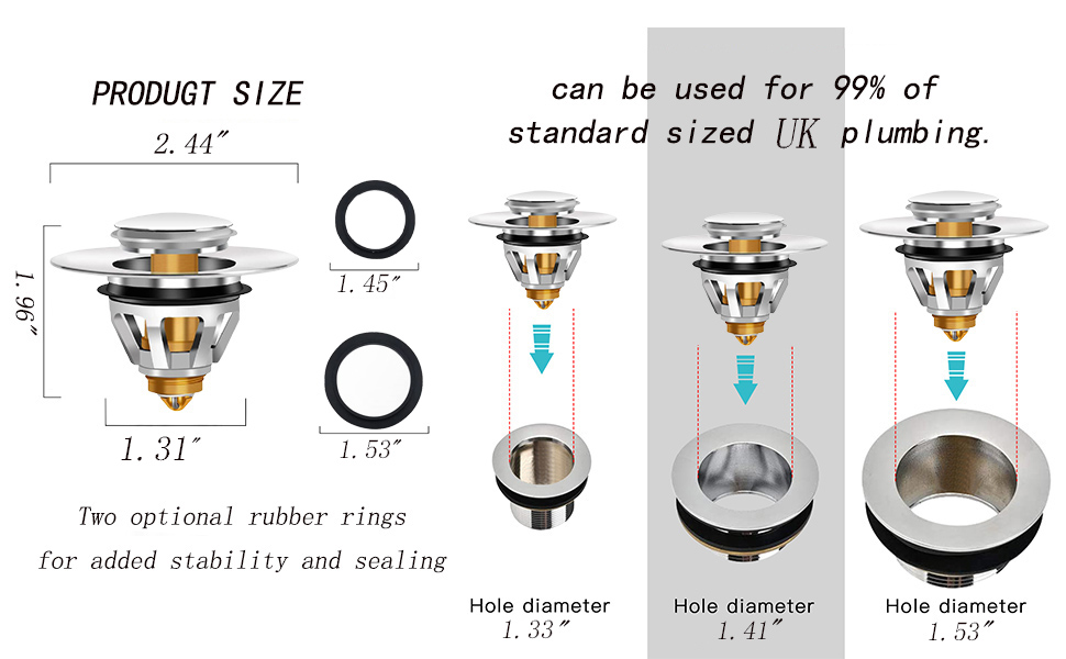 pop up sink plugs basin plug sink waste stainless steel pushtype bounce core drain filter bath