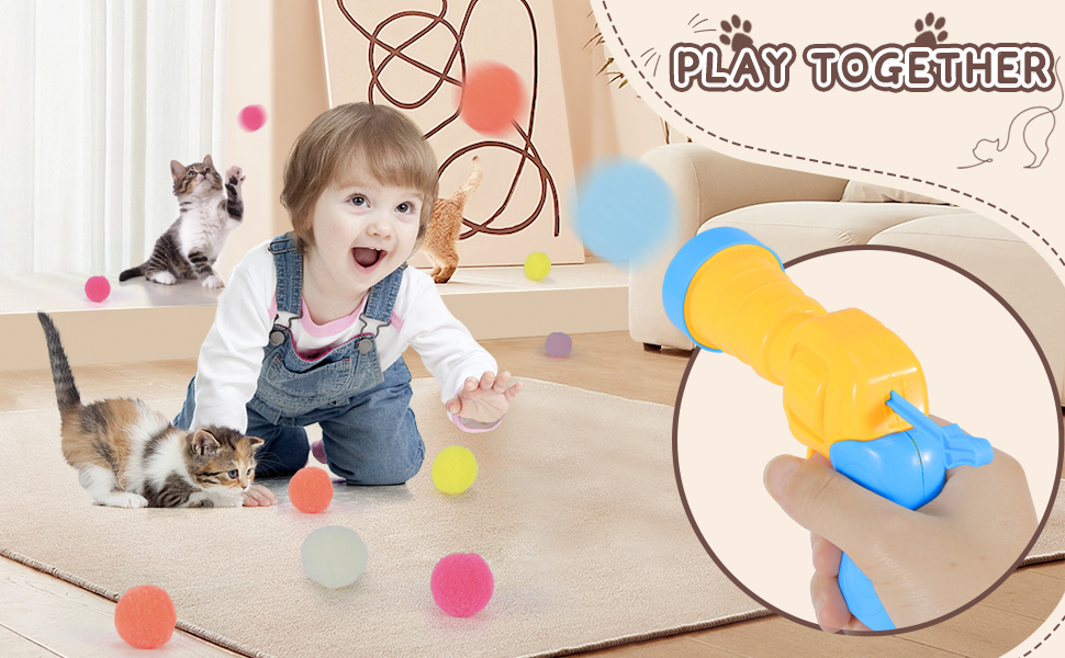 Cat Toys Balls Launcher, DMG Cat Ball Launcher, 40 Cat Pom Pom Balls
