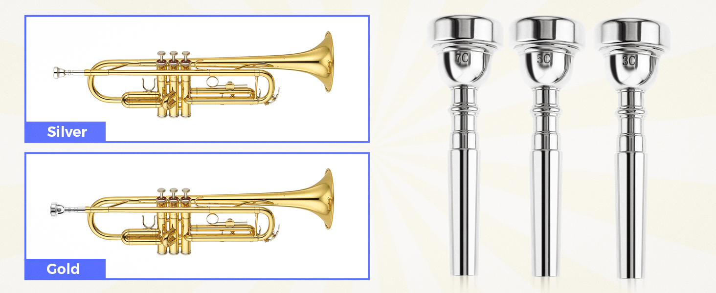 ETERMETA 3 Pack Trumpet Mouthpiece 7C 5C 3C Trumpet