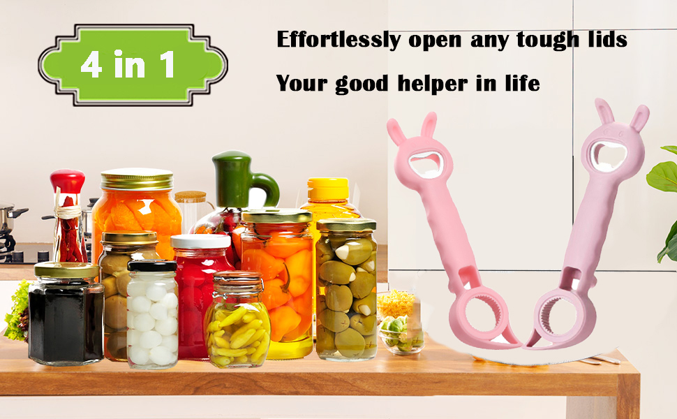 New 4 in 1 Bottle Opener, Multifunction 4 in 1 Bottle Jar