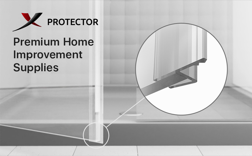 Frameless Shower Door Side Seal XProtector 120" Shower Door Seal for All Door Thicknesses