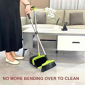 No more bending for cleaning Long handled dustpan broom and stick household broom