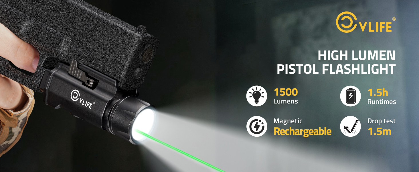 Hochleistungs-Pistolen-Taschenlampe - CVLIFE 1500 Lumen Laserlicht-Kombination für Pistole