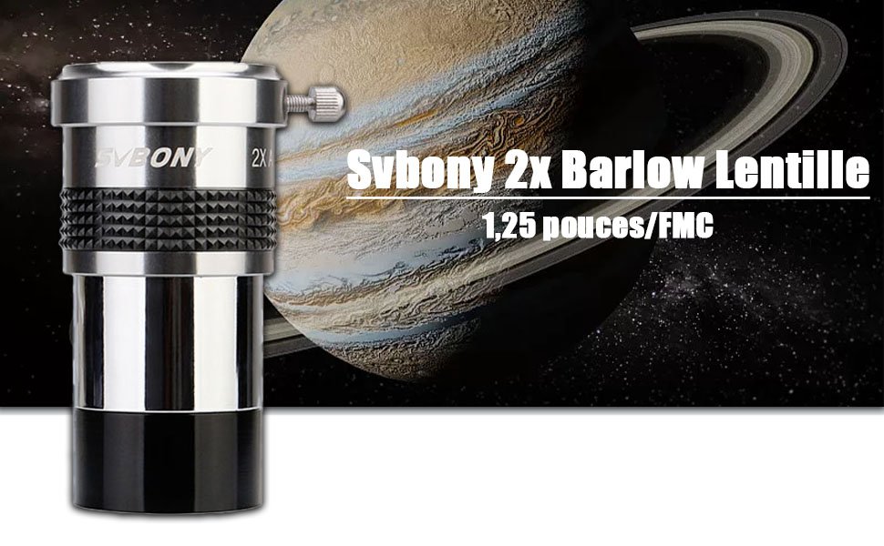 Svbony SV137 Lentille Barlow 2X, 1,25 Pouces Métal Barlow FMC