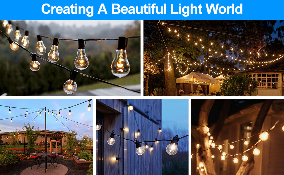 UGarden Upgraded Outdoor String Light Hanging Kit, 170ft Globe String