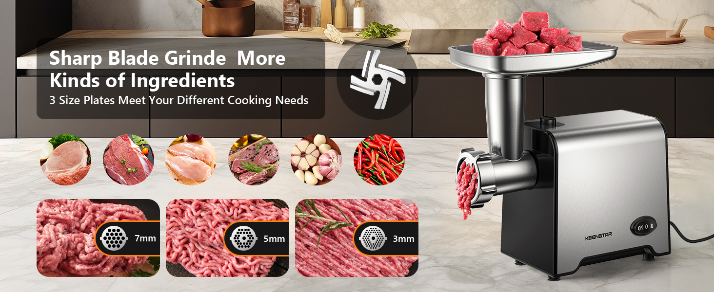 Food Grinder with Blade & 3 Plates, Sausage Stuffer Tubes & Kubbe Kit