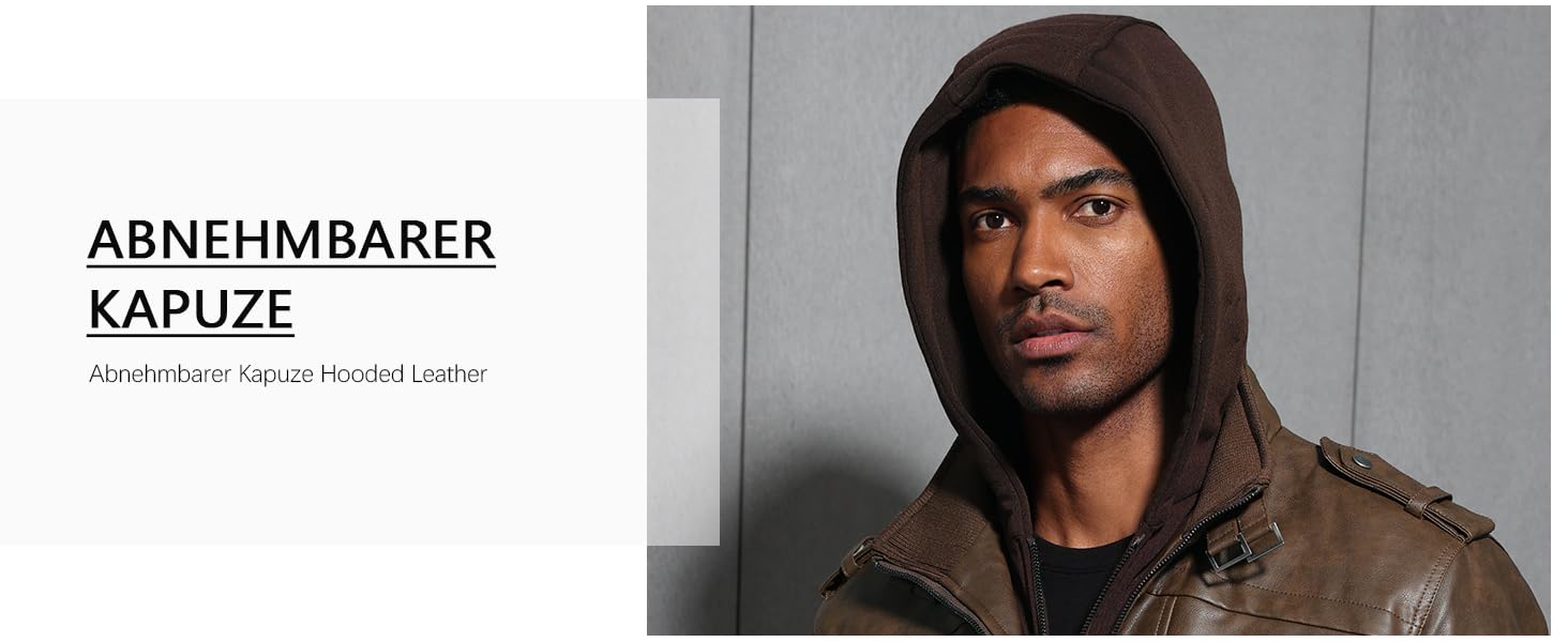 Uusollecy Lederjacke Herren, Abnehmb