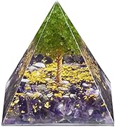 Rockcloud Tree of Life Orgone Pyramid Amethyst Crystal Stone Energy Generator Blanacing Chakra fo...