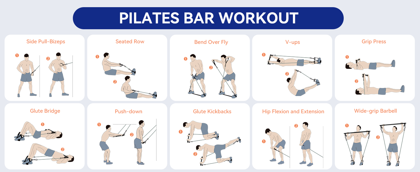 Pilates Bar Kit with Resistance Bands,Portable Exercise Fitness