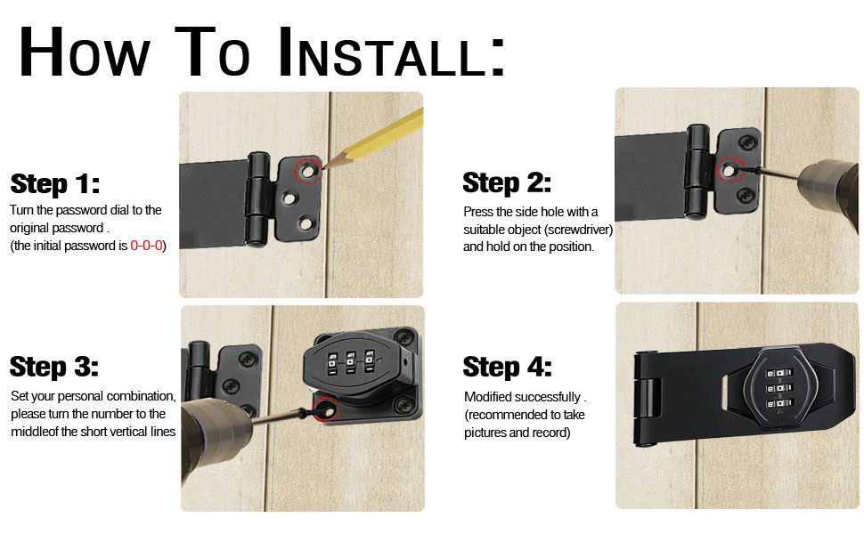 Keyless Hasp Latch Lock,Chumiug 3Digit Combination Lock Twist Knob