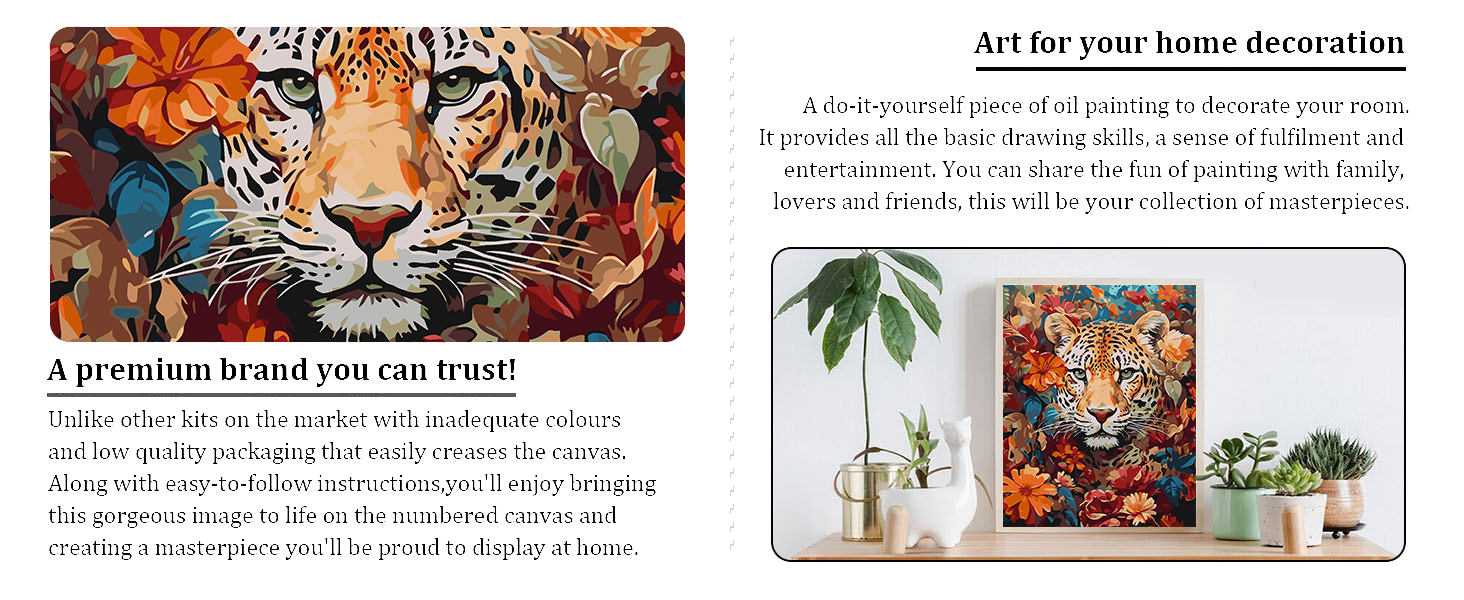 Axquilon Paint by Numbers Kit for Adults BeginnerLeopard