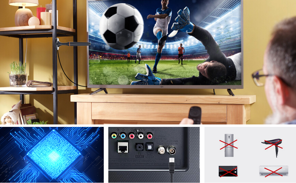 TV Aerial Indoor Digital TV Aerial Indoor for Freeview TV, Long Range