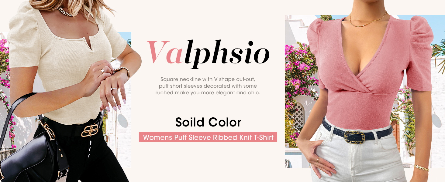 Women puff short sleeve shirt slim fit top