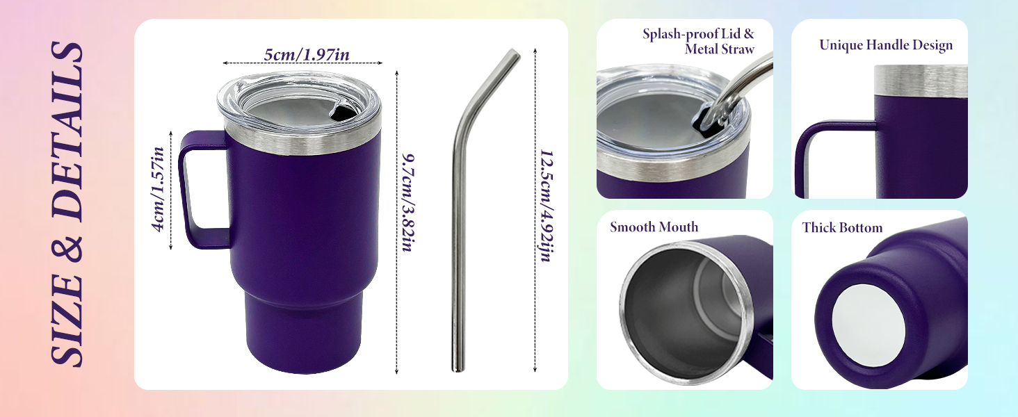 3 oz Mini Tumbler Shot Glass with Straw and Lid, Stainless Steel Shot Glasses with Handle