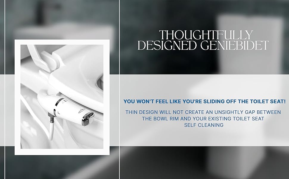 GenieBidet Decor Ultra Thin Toilet Attachment with Self Cleaning Dual