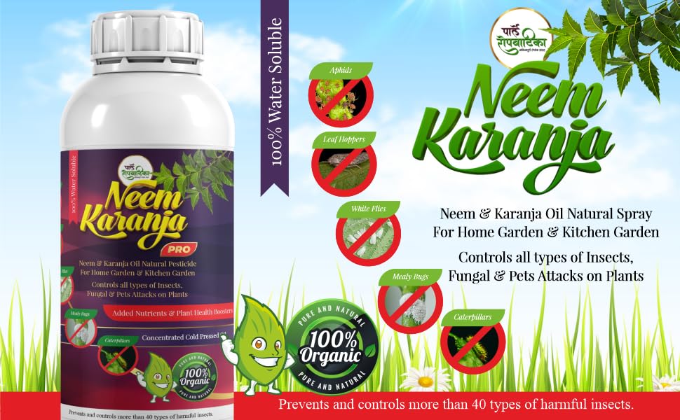 Neem Oil & Karanja Oil PRO Mix (100ml) 100 Water soluble for Plants Insects Spray Pesticide for