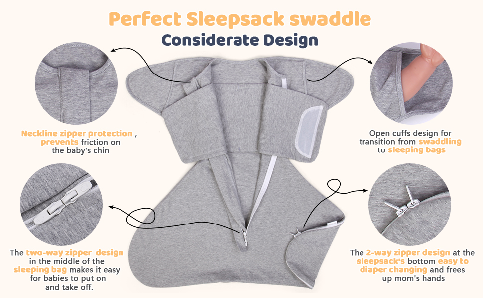 Mikccer Sleepsack Swaddle Newborn, Sleep Sack Baby for 03