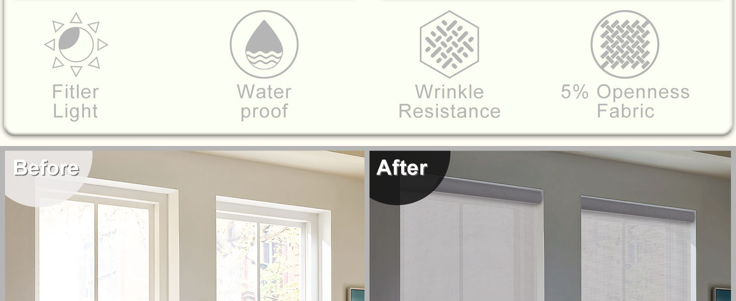 HOTSOON Light Filtering Roller Shades for Windows Cordless