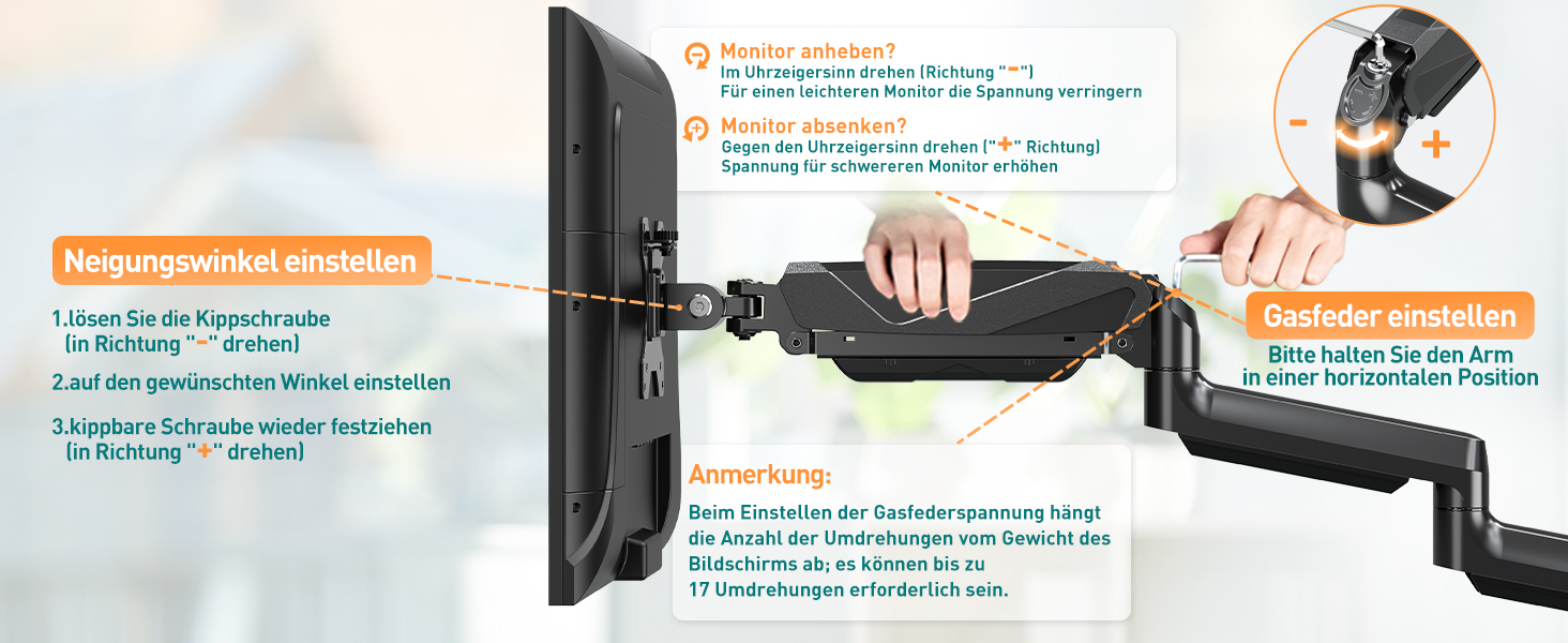 ELIVED Monitor Halterung 3 Monitore Gasdruckfeder 3 Monitorhalterung Anpassung