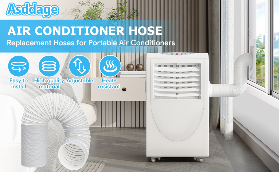 Portable Air Conditioner Hose, Asddage 5'' Diameter AC Exhaust Hose for - Extra Long Portable Air Conditioner Hose