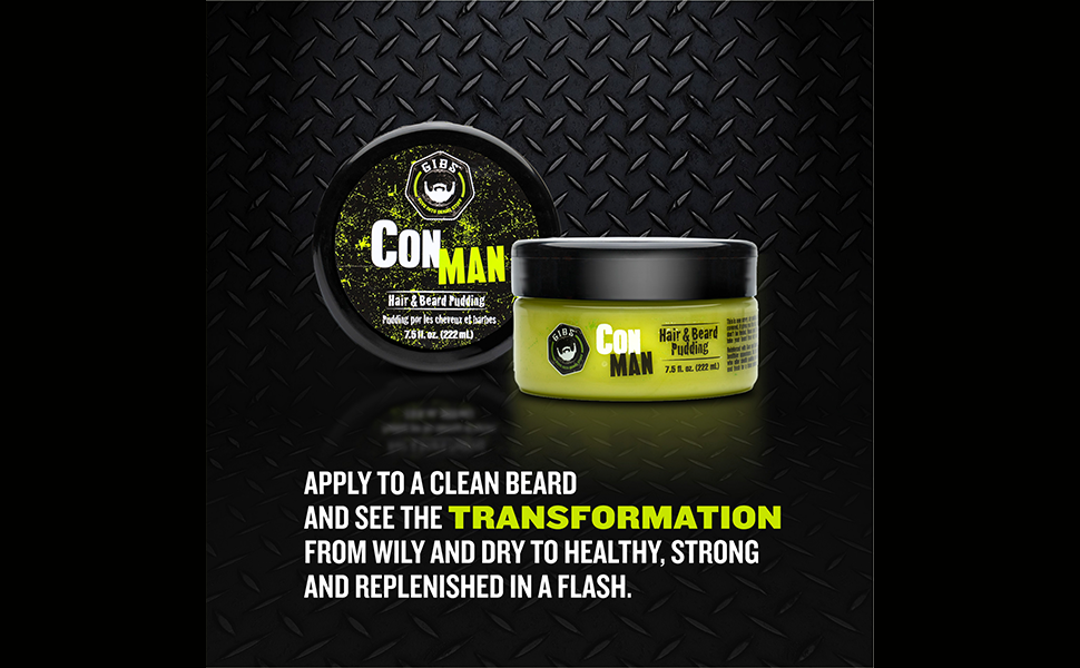 GIBS Grooming Con Man Hair & Beard Pudding, 19 Fl Oz