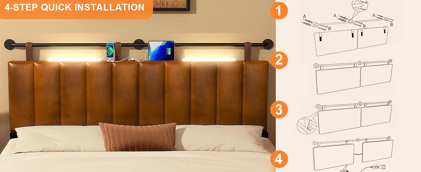 BSHOMGI Headboards, Wall Mounted King Size Headboard with