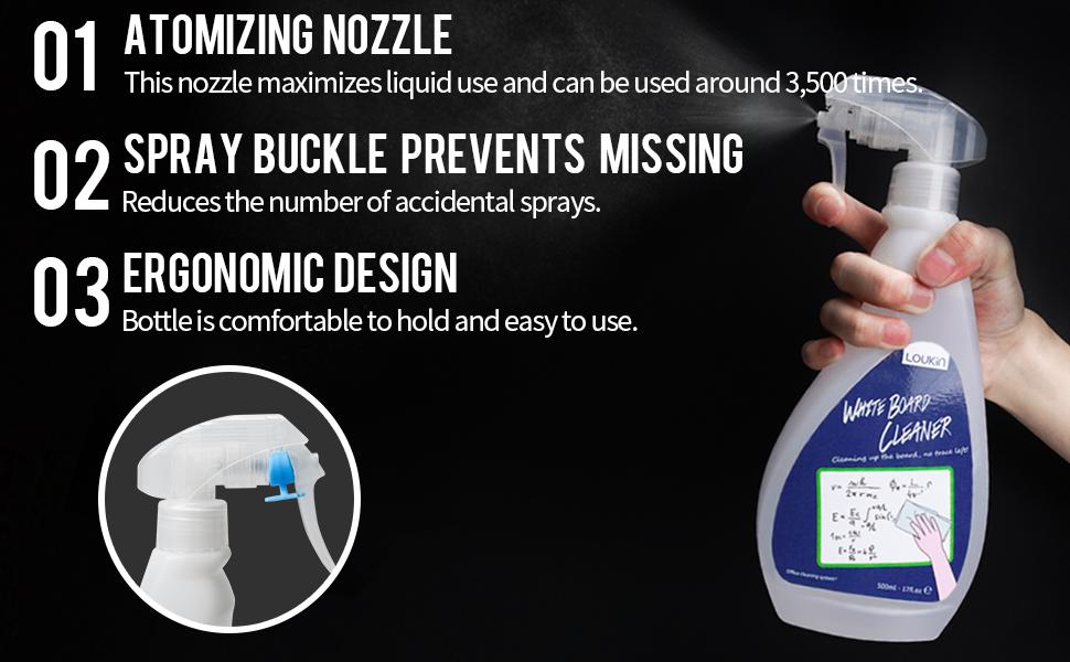 LOUKIN NonToxic Whiteboard Cleaner, 17oz Dry Erase Board Cleaner, Low
