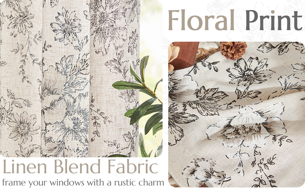 floral print linen curtains