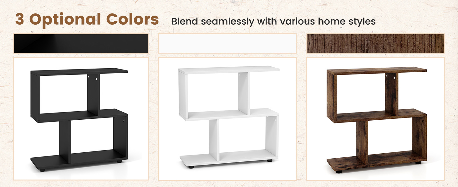 Tangkula 2 Tier Geometric Bookshelf