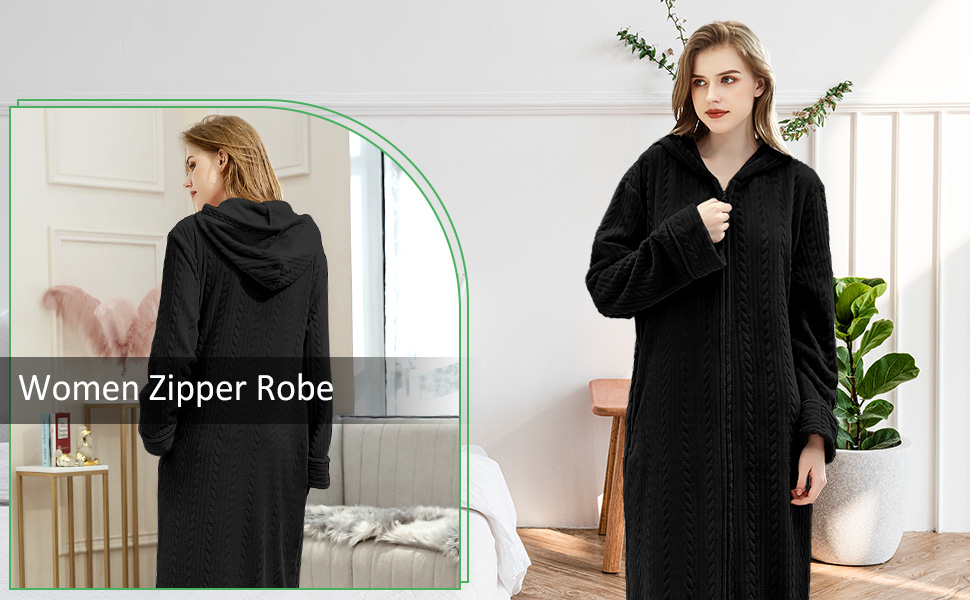 zipper hood robe