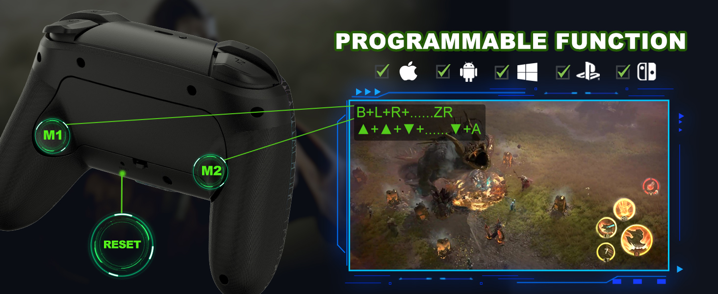 Joso Game Controller for PC/iPad/iPhone/Android, Wireless Gamepad for