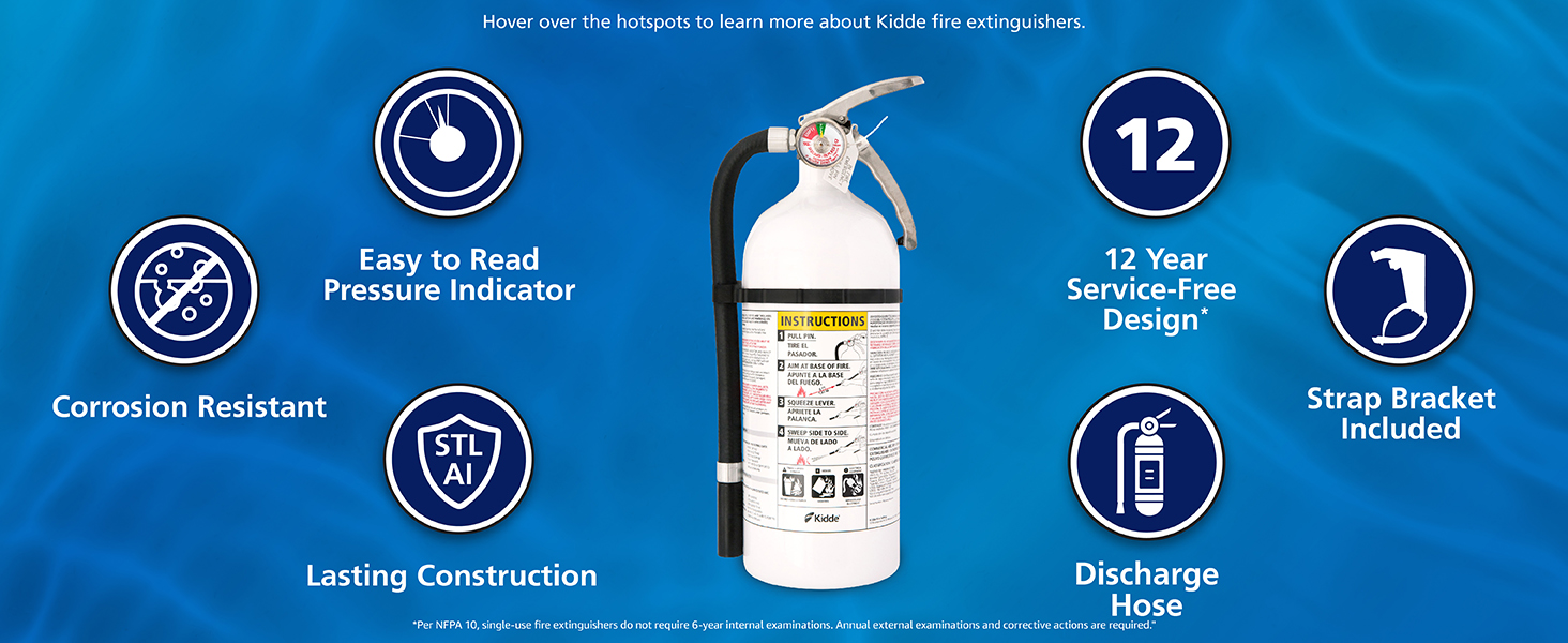 Kidde Mariner 210 Marine Fire Extinguisher for Boats, 2A10BC, 6.8