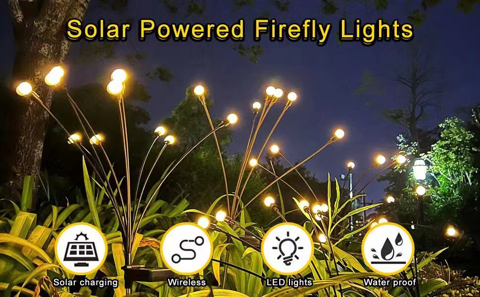 Solar Powered Firefly Lights Outdoor Waterproof, Solar Starburst